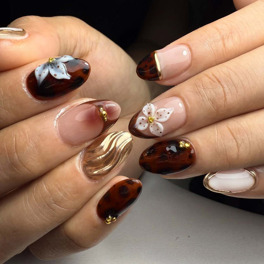 Nail Art Flower - 24Pcs Y2K Long Ellipse 3d gelnails