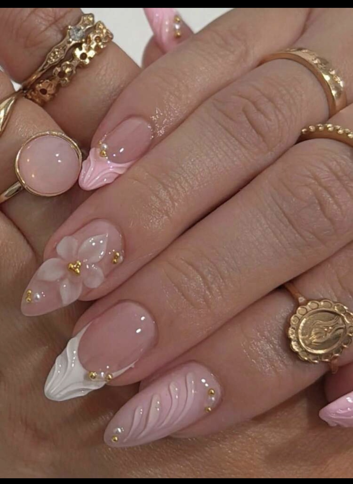 10 Pieces of Almond-Shaped Han - Nail Art Flower ulasan dan harga