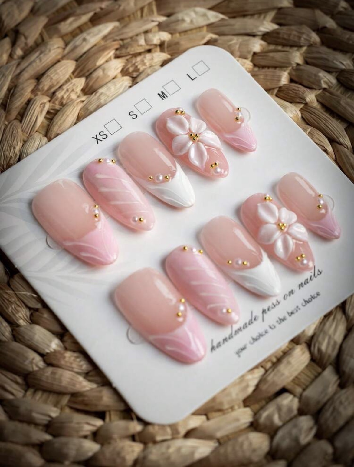 10 Pieces of Almond-Shaped Han - Nail Art Flower ulasan dan harga