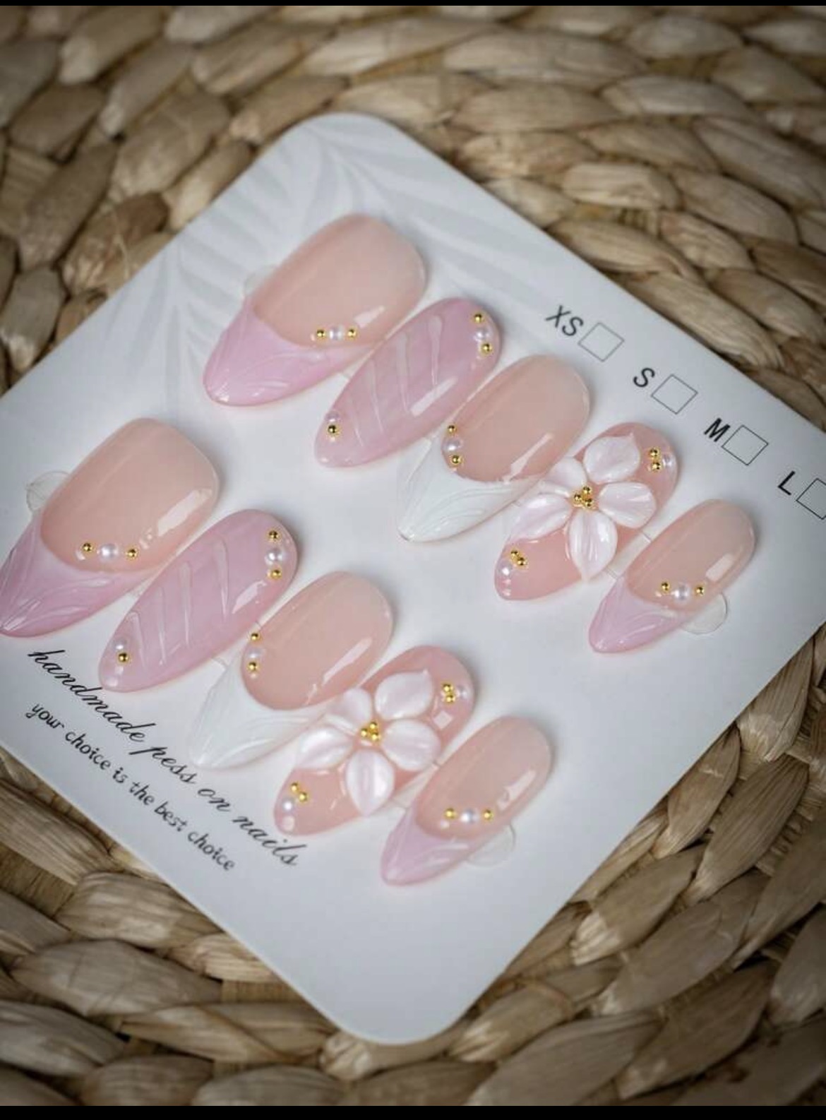 10 Pieces of Almond-Shaped Han - Nail Art Flower ulasan dan harga