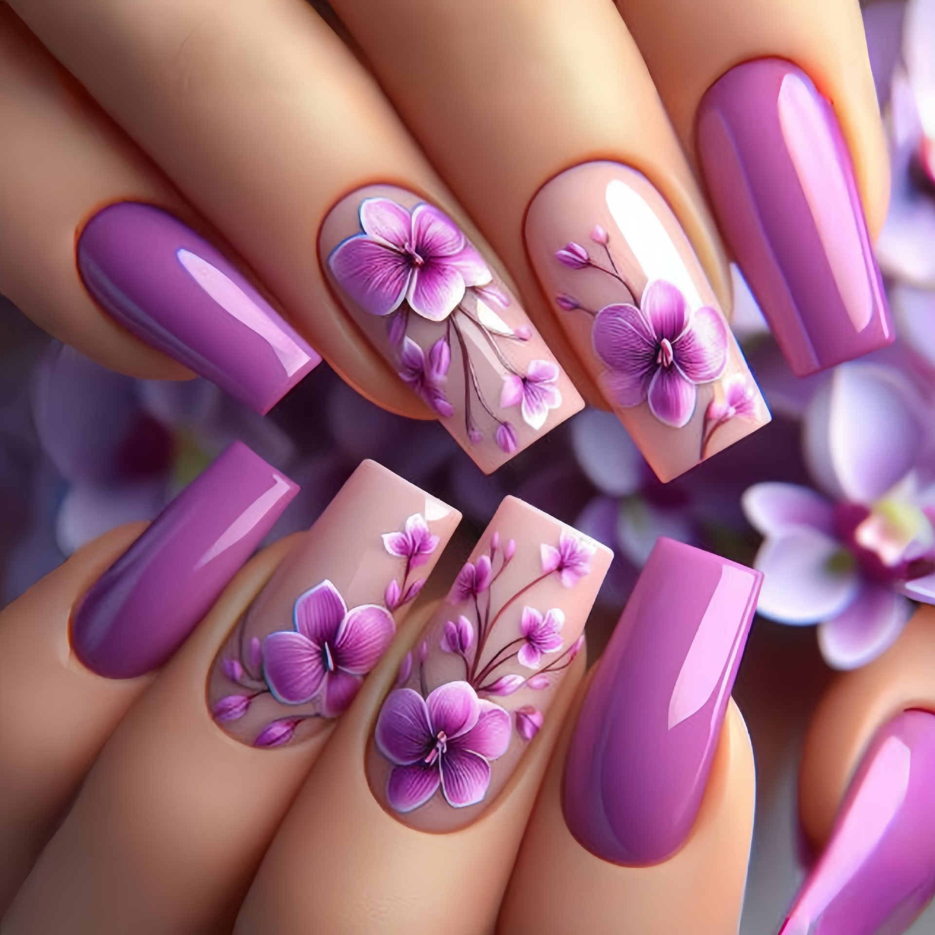24pcs/set Medium long fake nai - Nail Art Flower ulasan dan harga