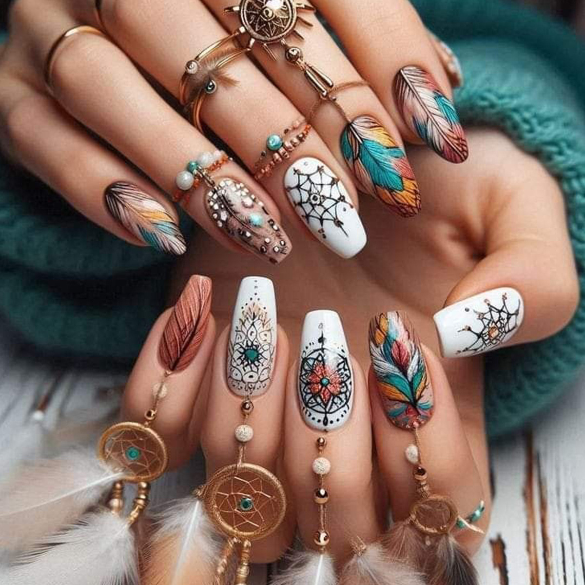 24pcs/set Medium long square f - Nail Art Flower ulasan dan harga