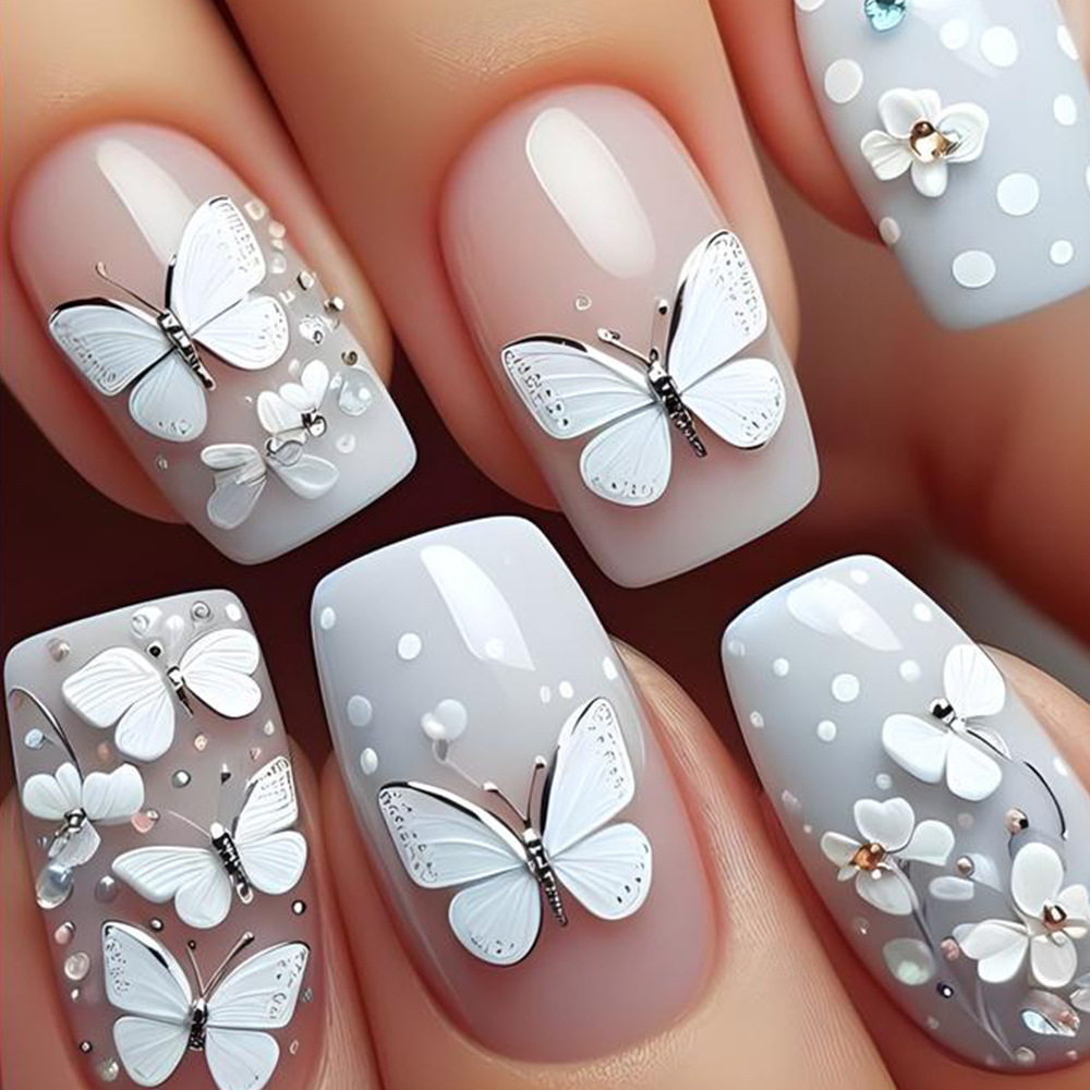 24pcs/set Medium long square f - Nail Art Flower ulasan dan harga