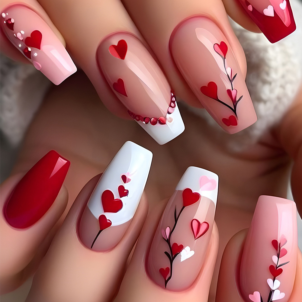24pcs/set Medium long square f - Nail Art Flower ulasan dan harga