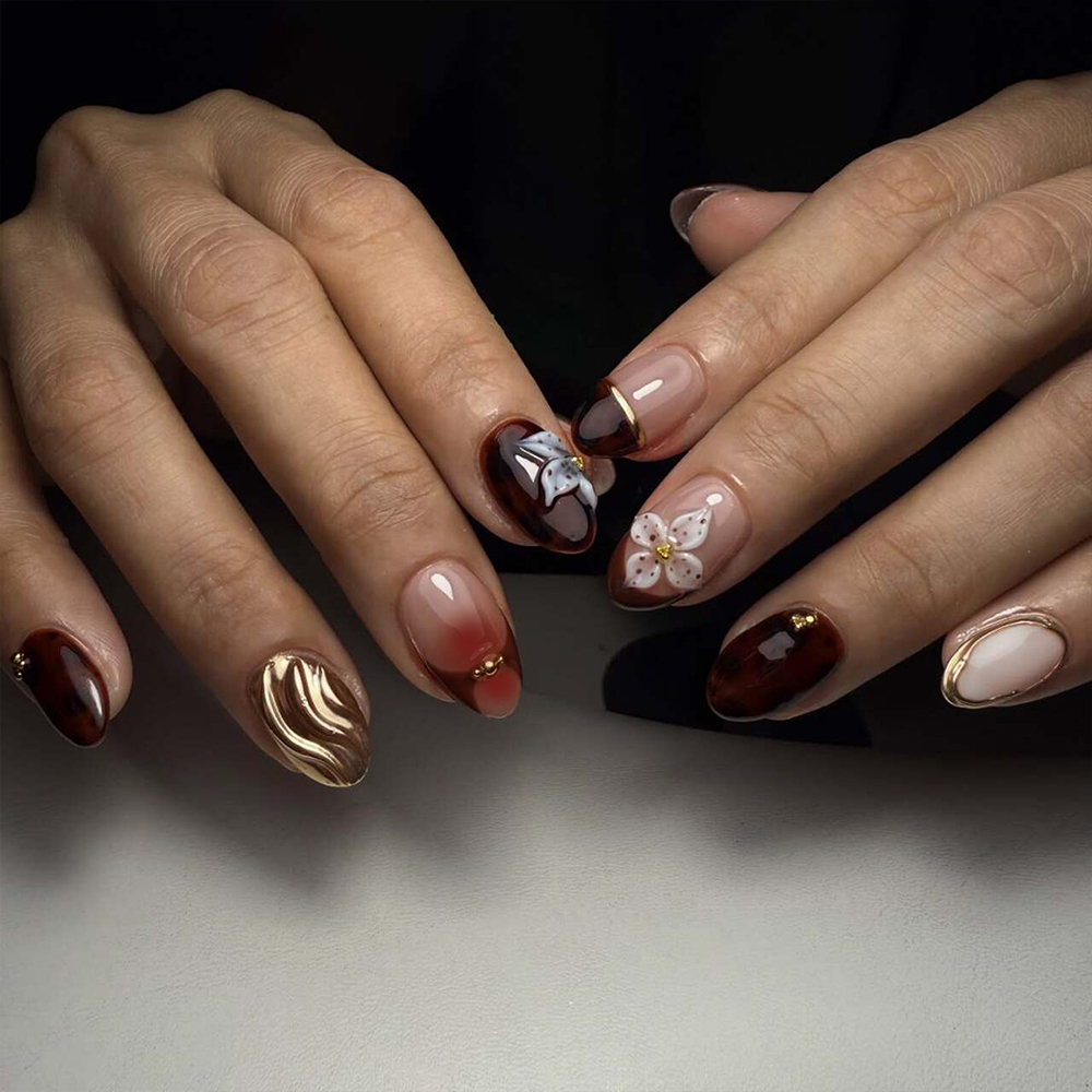 24Pcs Y2K Long Ellipse 3d geln - Nail Art Flower ulasan dan harga