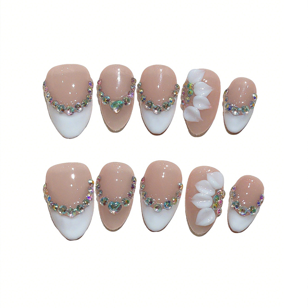 10pcs Short Almond Handmade Pr - Nail Art Flower ulasan dan harga