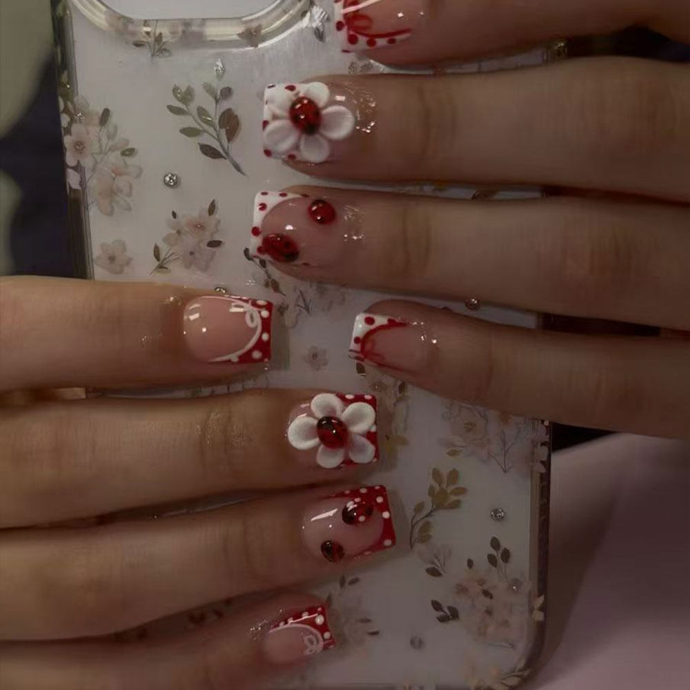 24 pieces per set. Rectangular - Nail Art Flower ulasan dan harga