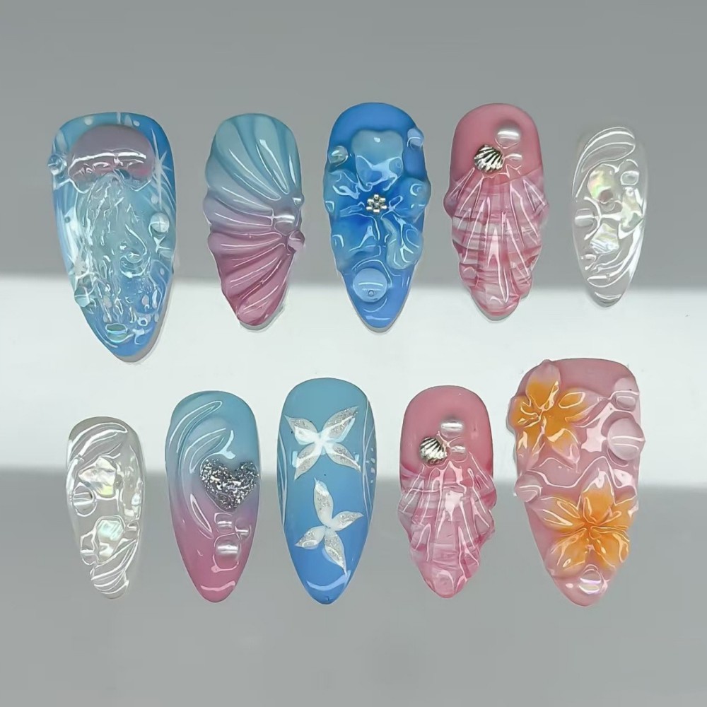 24PCS Luxury Emerald Green Flo - Nail Art Flower ulasan dan harga