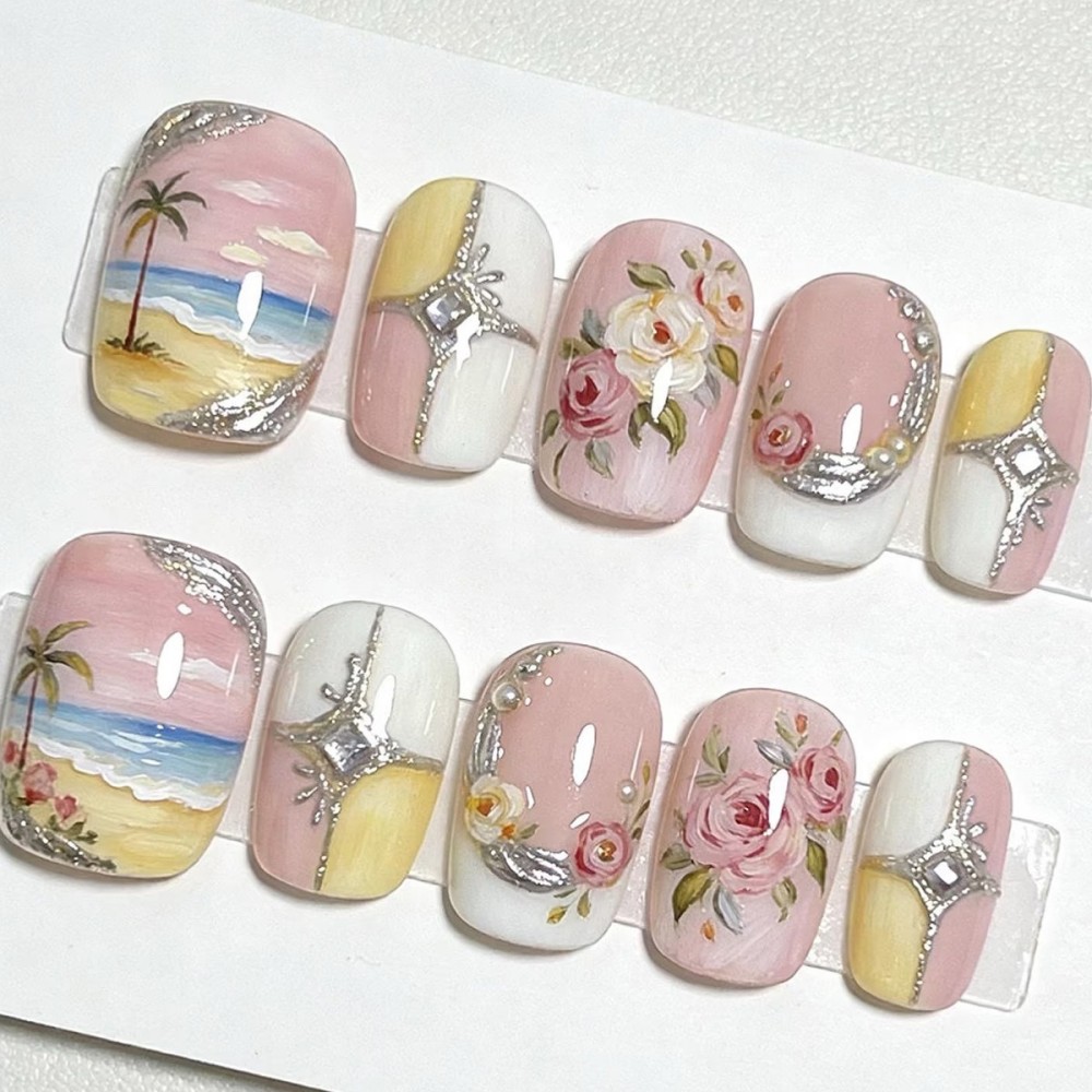 24PCS Luxury Emerald Green Flo - Nail Art Flower ulasan dan harga
