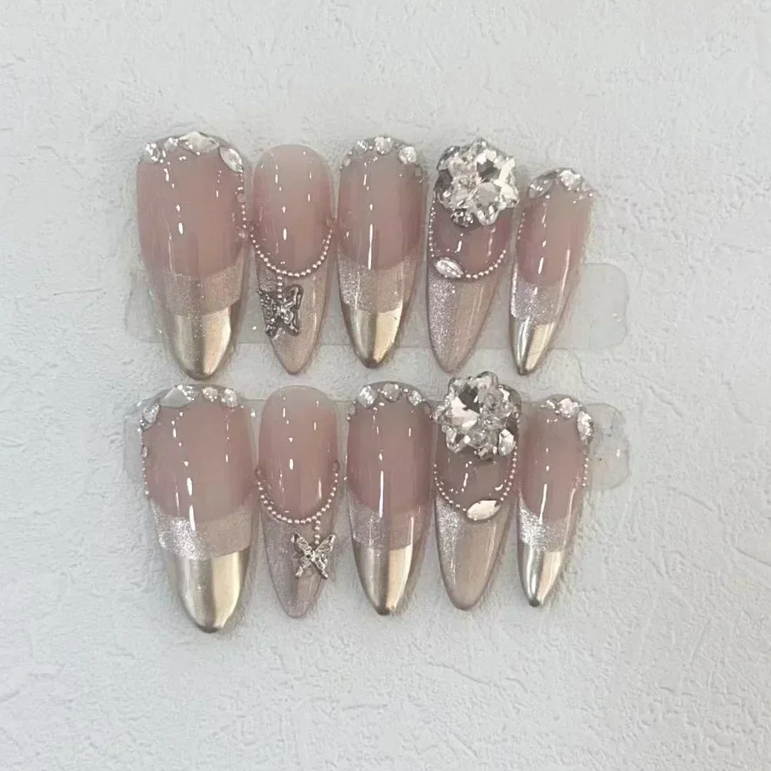 10Pcs Handmade Press on Nails  - Nail Art Flower ulasan dan harga