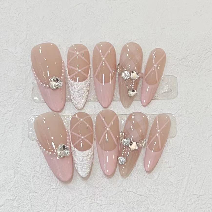 10Pcs Handmade Press on Nails  - Nail Art Flower ulasan dan harga