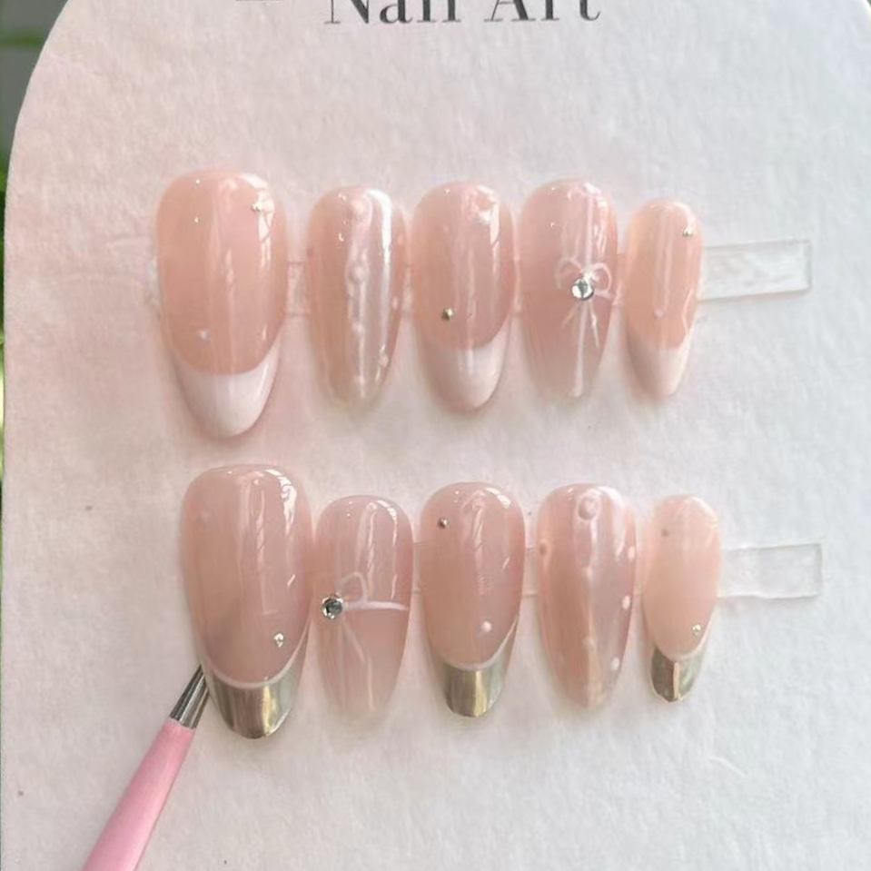 10Pcs Handmade Press on Nails  - Nail Art Flower ulasan dan harga