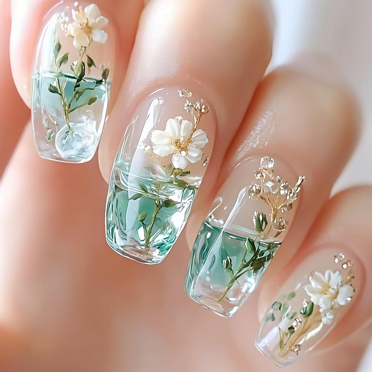 Medium fake nails for women gi - Nail Art Flower ulasan dan harga