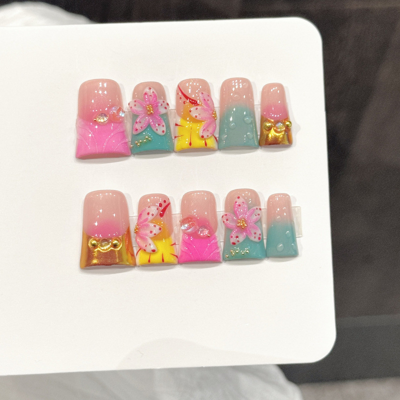 10pcs Ocean Style Fake Nails D - Nail Art Flower ulasan dan harga