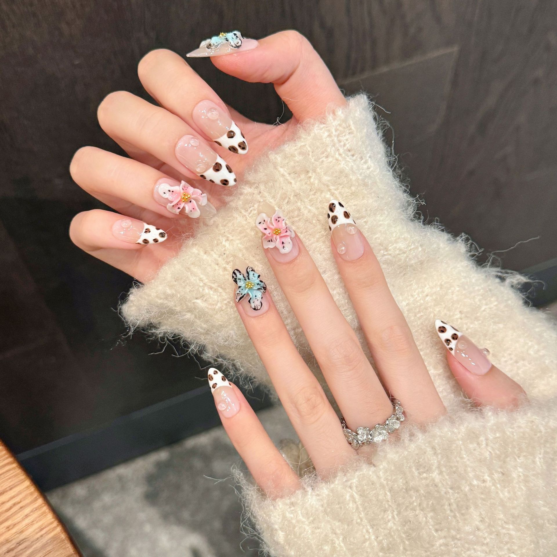 10pcs Glossy Almond Handmade F - Nail Art Flower ulasan dan harga